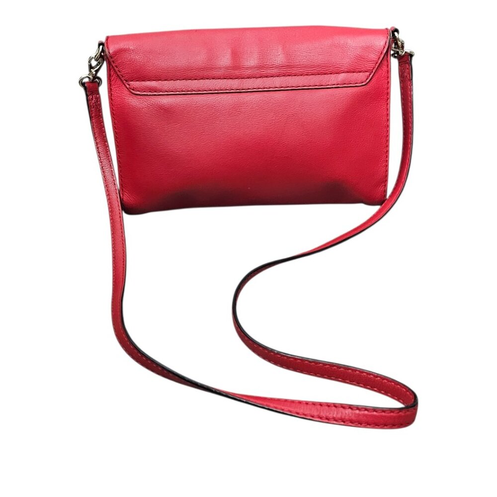 Kate Spade Allen Street Neil Saddle Leather Buckle Flap Red Crossbody Bag COA - Picture 9 of 16